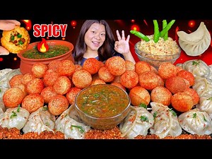 🔥EXTREMELY Spicy PaniPuri & JUICY Darjeeling MOMO Mukbang🤩 SPICY Food Challenge | Nepali Mukbang
