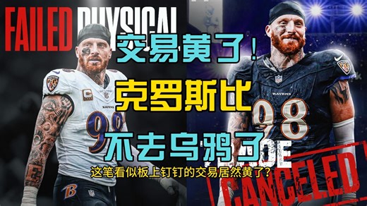 突发：乌鸦队退出与突袭者队关于马克斯・克罗斯比的交易！丨NFL橄榄球