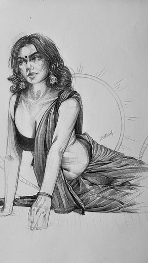 Rough sketch✍️ • Materials used: @brustro_official 0.5 Mechanical Pencil & graphite pencils on Brustro 110 GSM medium surface A4 sketchbook by @creativehandsartmaterials Avail 10% off on your purchase by using code SID10 on https://www.brustro.in #art #drawing #brustro #realism #artist #sketchbook #howtodraw #drawingtutorial #pencildrawing #saree #sareedraping | Siddhant's Artwork