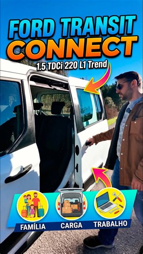 🚗 Ford Transit Connect 1.5 TDCi 220 L1 Trend Diesel. Versatilidade e robustez para trabalho ou família. Descobre a carrinha combi que combina funcionalidade, economia e segurança. Com motor diesel de 101 cv, transmissão manual e 100.800 km, a Ford Transit Connect 1.5 TDCi 220 L1 Trend é a escolha ideal para profissionais e famílias que procuram espaço, fiabilidade e conforto. ✨ Destaques Premium AC manual e volante em pele multifunções Assistente ativo de mudança de faixa Sistema de aviso de tr