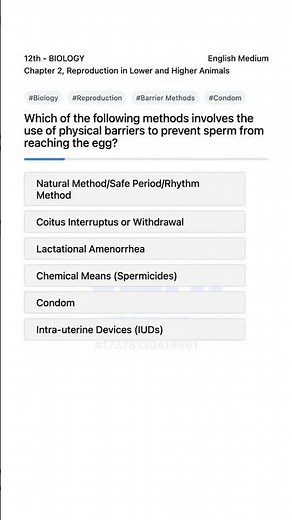 Biology 12th Reproduction Barrier Methods Explained