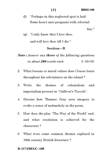 BEGC - 108 December 2024 Question Paper