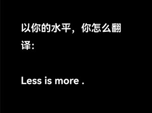 以你的水平你会怎么翻译 less is more 这句英语谚语？
