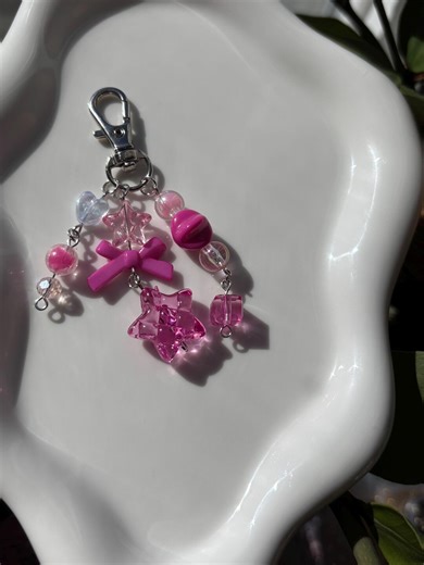 Hot Pink - Stars - Keychain - Bag Charm - Etsy