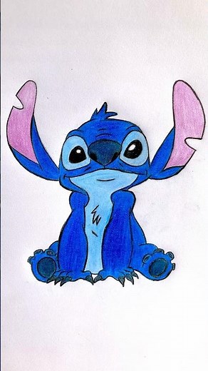 How to Draw Lilo and Stitch 🌺💙| Cute Cartoon Drawing Timelapse 🐶🌺