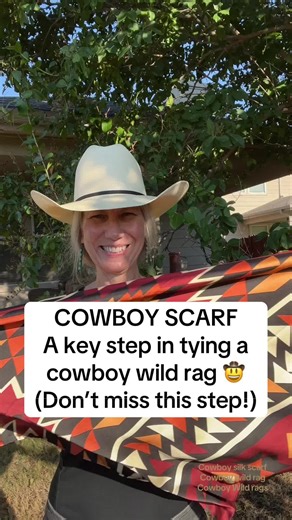 🤠 COWBOY SCARF A key step in tying a cowboy wild rag (Don’t miss this step!) #silkscarf #wildrag #wildrags #cowboy #cowboyscarf