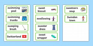 Three Syllable 'SW' Word Cards