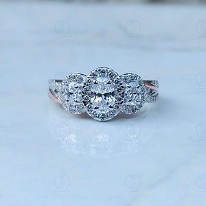 Vera Wang Love Collection 1 CTTW Oval Cut Simulated Diamond Three Stone Engagement Ring 14K Two-tone Plated Silver, Unique Three Stone Ring - Etsy