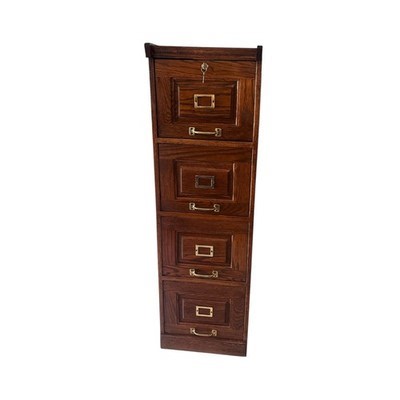 Solid Oak 4-Drawer File Cabinet with lock and keys | eBay