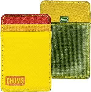 Chums Daily Wallet - Ultra Slim Front Pocket Card Holder Wallet for Men & Women - Holds Cash, ID & Credit Cards (Yellow/Olive-Orange)
