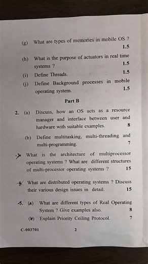 Advance operating system q.ppr B.Tech 7th sem CE , JC Bose university, YMCA dec. 2025