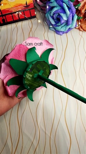 Diy how to make aesthetic rose tissue paper/ flower making ideas/#diy #shorts #craft #rose #trending
