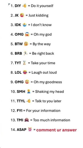 IDK Means What? 🤔 Learn 14 Daily English Short Forms Easily #english #englishshorts #abbreviation