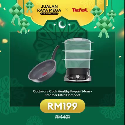 🌟 Gempak Raya Bersama with amazing deals happening exclusively at Tefal Flagship Store from 4th - 6th April! 🎉 Check out the CRAZY offers! ⭐ SAVE up to RM620 for Tefal Cookware Steam Generator Iron set ⭐ SAVE up to RM200 for Tefal Cookware Steamer set ⭐ SAVE up to RM180 for Tefal Cookware Chef Knife Kitchen Shears Whisks set Don't miss out on these exclusive deals! Swipe below to add your wishlist to cart now📲🛒 *T&Cs apply. | Tefal