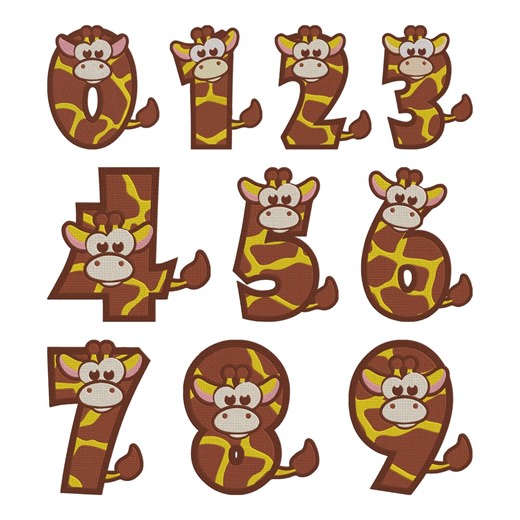 Giraffe Number Animal Embroidery Design, Kids Animal Number Stitch Machine Embroidery File, 10 Design, 7 Size, Instant Download - Etsy