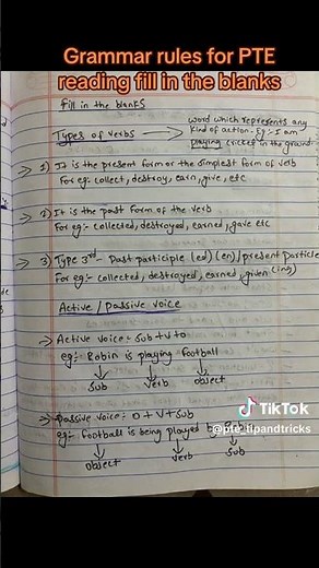 Overall grammar rules for PTE reading fill in the blanks #datebooking #studywithme #practice #pte