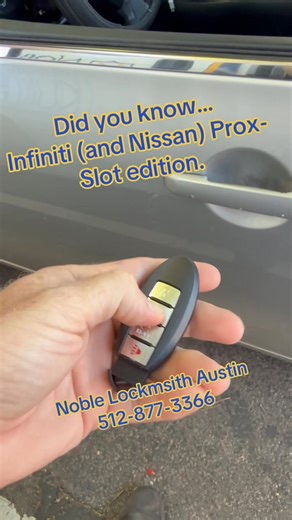 Dead key fob battery in your Infiniti (or Nissan)….. don’t worry you’re not locked out and/or stranded (well, probably not unless there is other issues with your car.) You can still unlock the door and start your car….. then drive to the store and buy a new key fob battery and move on with your life (and call me to get a spare key fob made.) Noble Locksmith Austin. Automotive & Residential locksmith services. Serving Austin Area and Williamson County. 100% mobile. We come to you. Local & Veteran