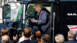 Donald Trump shows off his trucking skills