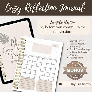 Cozy Reflection Journal- Sample Digital Journal PDF | Guided Prompts + Daily & Monthly Pages | Goodnotes + PDF Compatible - Etsy UK