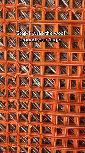 Quick pompom blanket tutorial of how to tie the front layer to the back layer. #pompom #pompomblanket #wool #textiles #woolen #craft #artsandcrafts