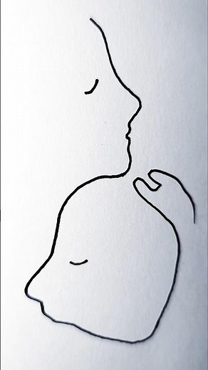 how to draw couple hug 🫂 line drawing easy l #art #couple #linedrawing