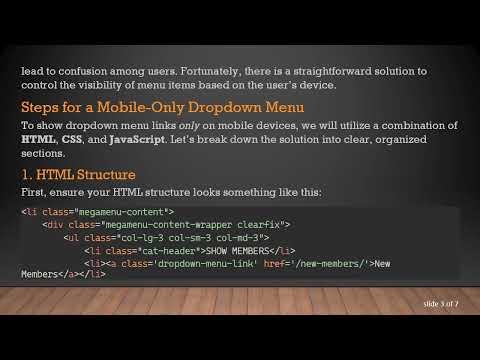 How to Display Dropdown Menu Links Only in Mobile Browsers