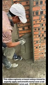 Pro Wall Plastering: Expert Mortar Application & Brick Rendering 🧱✨ #shorts