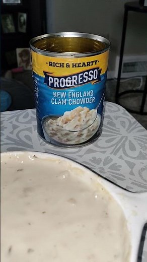 Eating Progresso New England Clam Chowder, Dbn, MI, 10/22/25