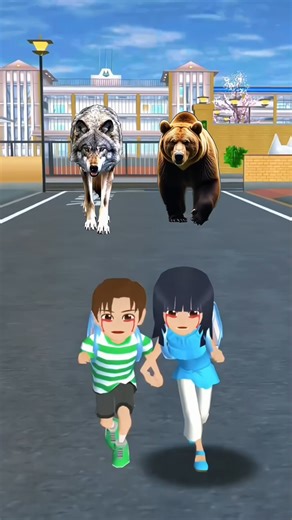 Bear & Wolf Chasing Boy & Girl 😱| Sakura School Simulator Horror Story #shortvideo