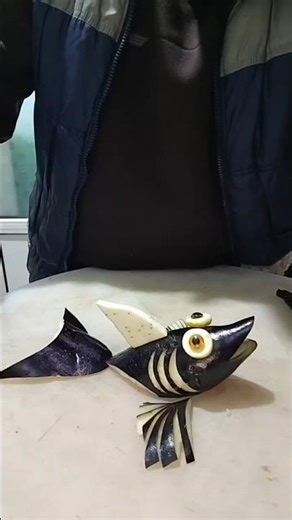 #Eggplant Elegance Transforming Veggies into a Fish Sculpture#Vegetable Cutting design Skills#