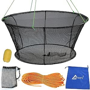 Drasry Fishing Net Trap for Crayfish Crab Bait Minnow Shrimp Foldable Fish Crawdad Lobsters Cast Net Collapsible