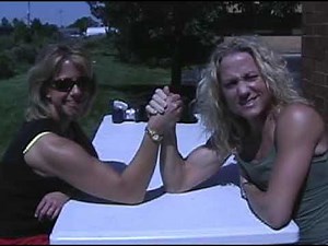 Strong female arm wrestling
