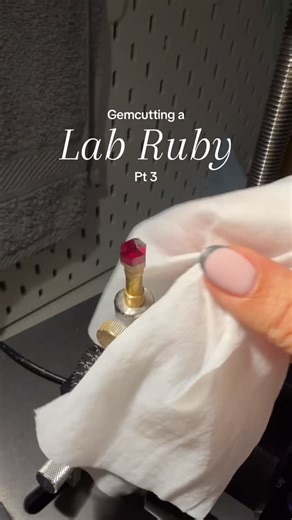 Facet & Crown on Instagram: "Lab ruby is done! Faceted using the Starfall diagram from Andrew Brown. ❤️ #faceting #gemcutting #lapidary #gems #hobby #facetinggemstones #labruby #ruby #hexagon #ultratec_facet #gemlover"
