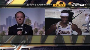 "Second half we wanted to take care of the ball, get good looks at the rim and exploit the mismatches." Rajon Rondo talks with Mike Trudell after dropping 21 points in Game 3. | Spectrum SportsNet