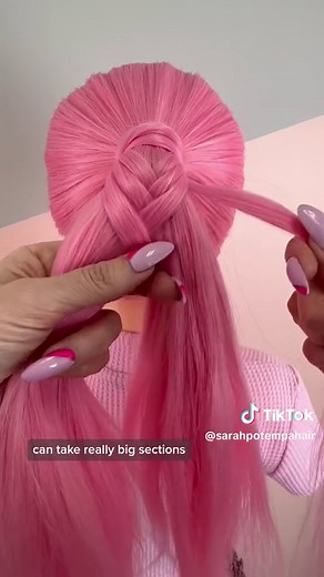 Replying to @s.k.y_scherer here is the basic #fishtail tutorial! Think about it as 2 ponytails and it becomes really easy! 💕 Then you can master the 3D fishtail tutorial I posted before! #hairtok #fishtailbraid #pinkhair #braidtok #fyp #braidstutorial #fishtailtutorial