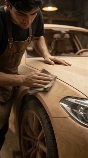 He Built a FULL-SIZE Wooden BMW M5… Then Made It GOLD! 🔥🚘 #carbuild #handmadecars #woodworking