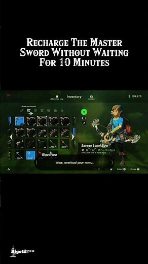 Manually Recharge The Master Sword Without Waiting For 10 MINUTES #zelda #breathofthewild