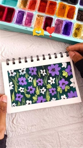 Aesthetic Flower Painting 🌸💜So Satisfying #shorts #artwork #trending #utubeshorts #painting #flowers