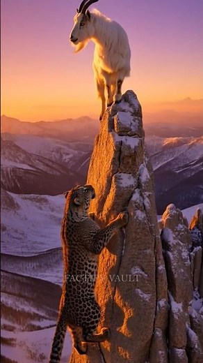 Mountain Goat vs Snow Leopard | Deadly Cliff Chase#AnimalAttacks#shorts#WildlifeSurvival