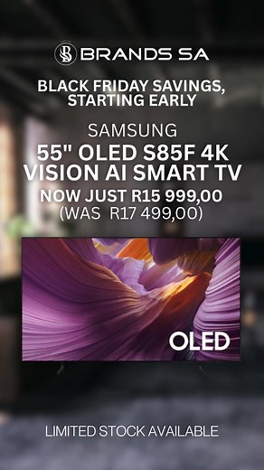 🔥 BIG-SCREEN SAVINGS THIS BLACK FRIDAY! Unlock unbelievable savings with TCL & Samsung’s best-selling OLED, Mini LED & Neo QLED TVs — at massive discounts! 🌟 Top Deals (while stocks last): • Samsung 85" Neo QLED → R29 999 (WAS R33 399) • TCL 85" Mini LED → R22 999 (WAS R26 399) • Samsung 55" OLED S85F → R15 999 (WAS R17 499) • TCL 65" Mini LED QD → R13 999 (WAS R15 299) Smart tech. Massive screens. Epic savings. 📲 Shop now: 🌐 brandssa.co.za #BrandsSA #BlackFriday2025 #TCL #Samsung #QLED #Neo