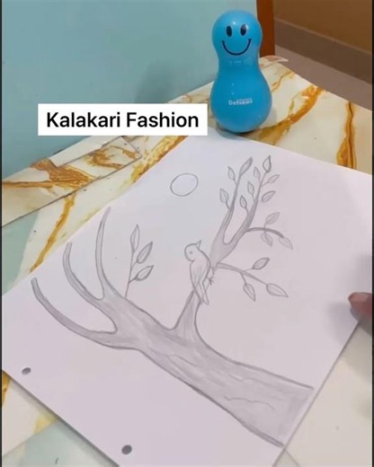 ✏️ How to Draw Bird on Tree 🐦🌳 Easy Pencil Sketch 🌿✨ #shorts#trending #drawing