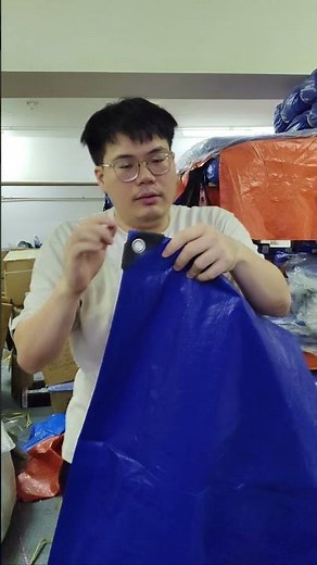 6FT - 18FT Blue Orange Canvas PE Canopy Tarpaulin Sheet Water Resistant