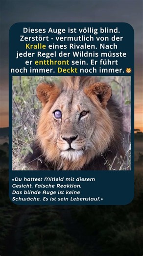 🦁Ein blindes Auge. Trotzdem König🦁