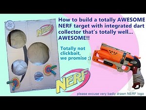How to build a NERF target from cardboard including a way to collect NERF darts you shoot