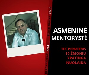 Jauti, kad esi pasirengusi (-ęs) pokyčiui, bet vis lauki „tinkamo momento“? Jis atėjo! Šią savaitę prisiregistravusiems į 10 susitikimų asmeninę mentorystę taikau išskirtinę nuolaidą. Pasinaudok galimybe ir pašalink pasąmonės tau kuriamas kliūtis karjeroje, versle, finansuose ar / ir santykiuose. 👉 10 susitikimų asmeninė mentorystė – 999 Eur (vietoj 1350 Eur). 👉 TIK PIRMIEMS 10 ŽMONIŲ. 👉 Internetu arba gyvai Vilniuje. 💌 Parašyk man žinutę ir rezervuok sau vietą. #mentoryste #proverzis #black