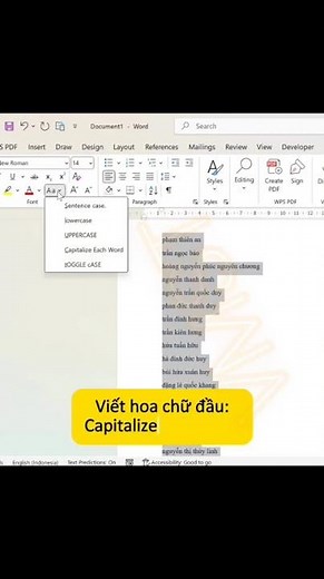Chuyển chữ thường thành chữ hoa và ngược lại trên word