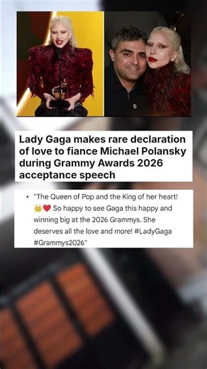 Lady Gaga makes rare declaration of love to fiance Michael Polansky during Grammy ... #celebrity