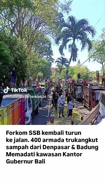Forum Komunikasi Swakelola Sampah Bali (Forkom SSB) kembali turun ke jalan. Ratusan armada truk pengangkut sampah dari wilayah Denpasar–Badung memadati kawasan Kantor Gubernur Bali dalam aksi damai yang menyuarakan persoalan pengelolaan sampah yang kian mendesak. Di tengah aksi, 10 perwakilan warga bersama Forkom SSB dipanggil untuk mengikuti pertemuan tertutup (negosiasi) di Kantor Pusat Pengendalian Lingkungan Hidup Bali dan Nusa Tenggara, Renon, Denpasar, Kamis (16/4/2026). source : [ kabarba