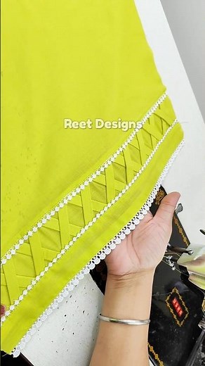 Stylish Palazzo Pant Design with Fabric Patti and Lace #shorts #reetdesigns