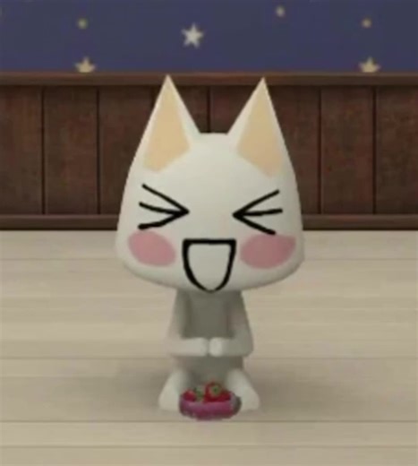 Cute Toro Cat Eating Strawberries - Toro Inoue
